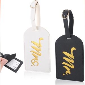 *Bundle Alert*You will Receive 5 Sets of 2 'Mr’& ‘Mrs’ Luggage Tags-Black/white